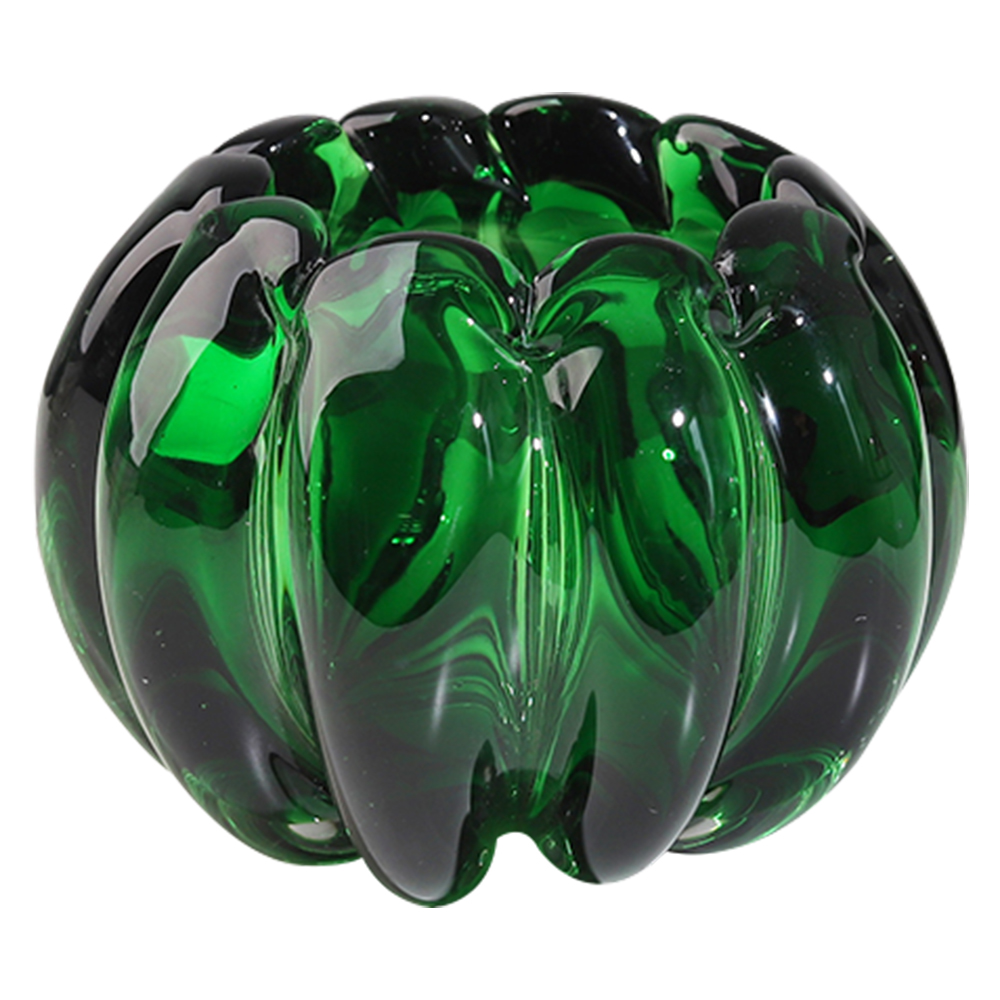 Vaso Murano em vidro L14xP14xA12cm cor verde esmeralda