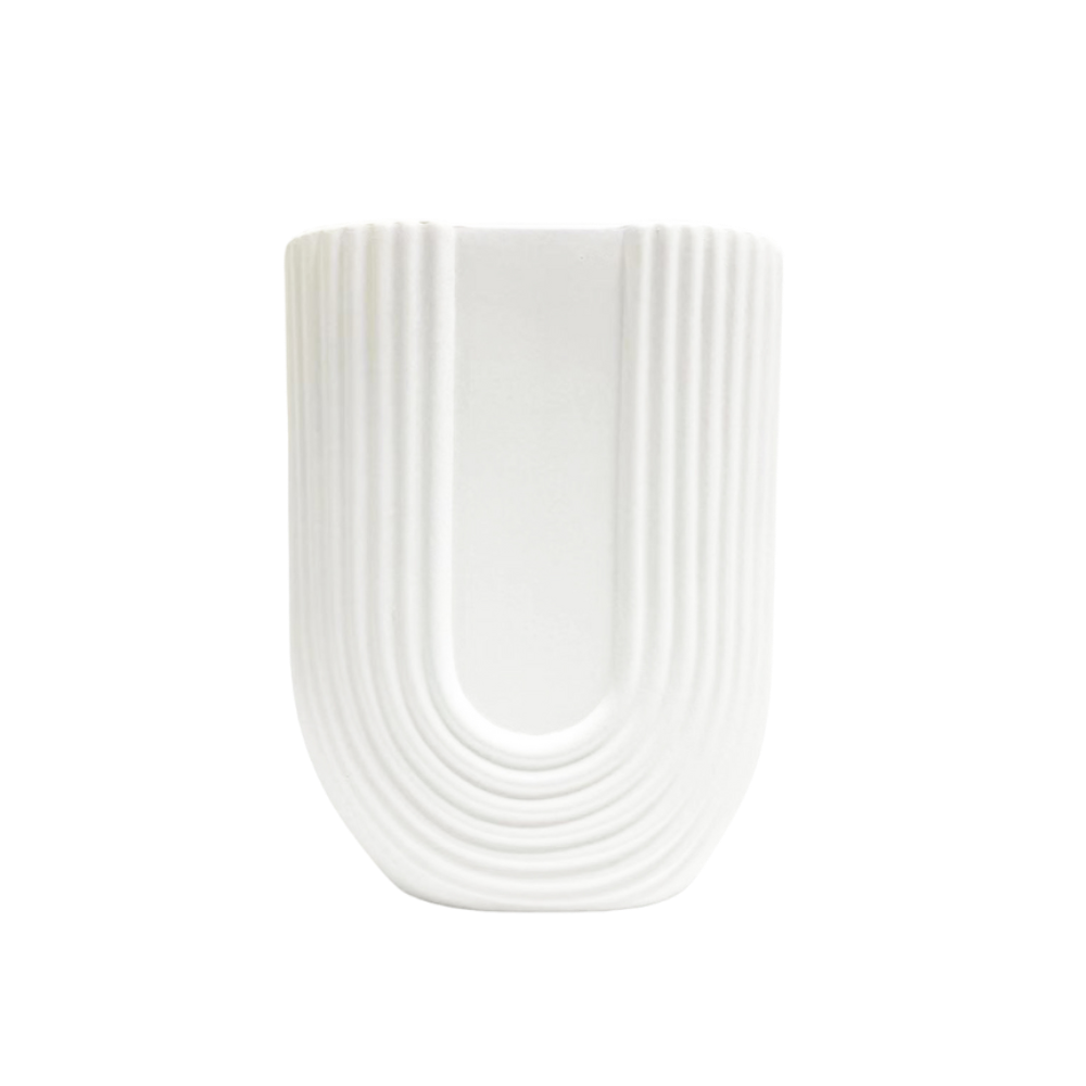 Vaso branco de cerâmica 22x9xh29cm Adely Decor