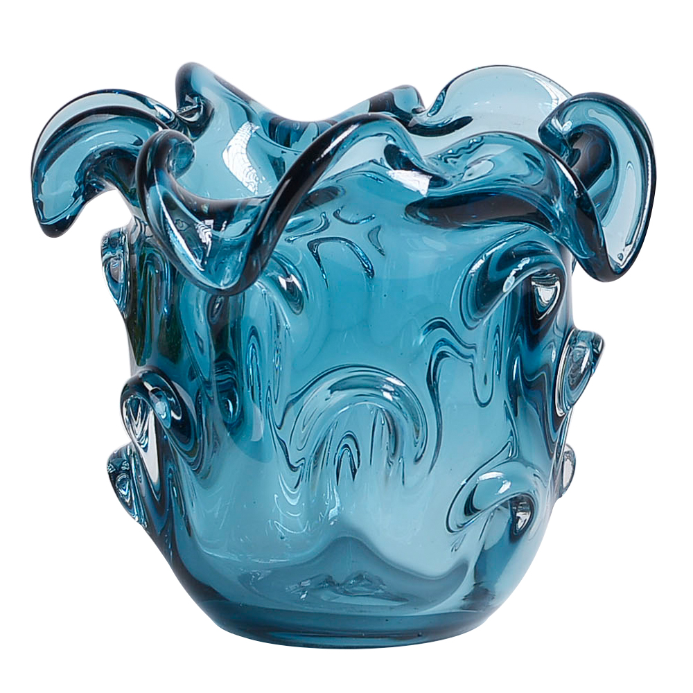 Murano Flor em vidro  L15,5xP15,5xA13cm cor azul