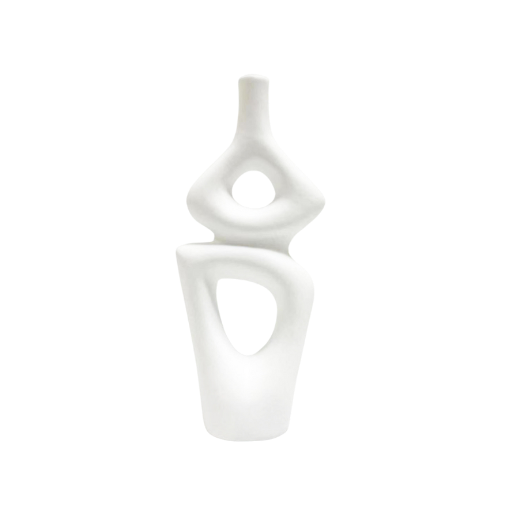Vaso off white de cerâmica 13,5x8xh31cm Adely Decor