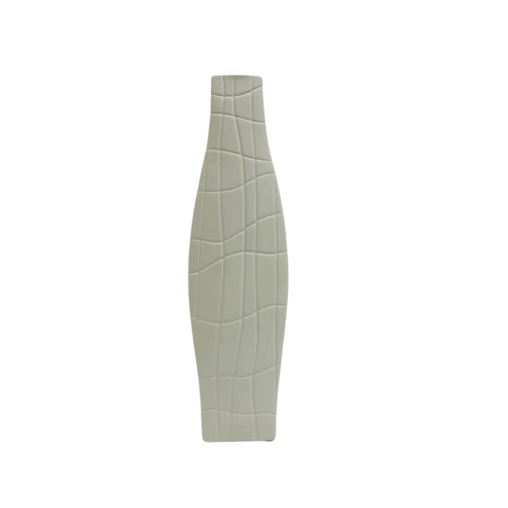Vaso cinza de cerâmica 12x7xh43cm Adely Decor
