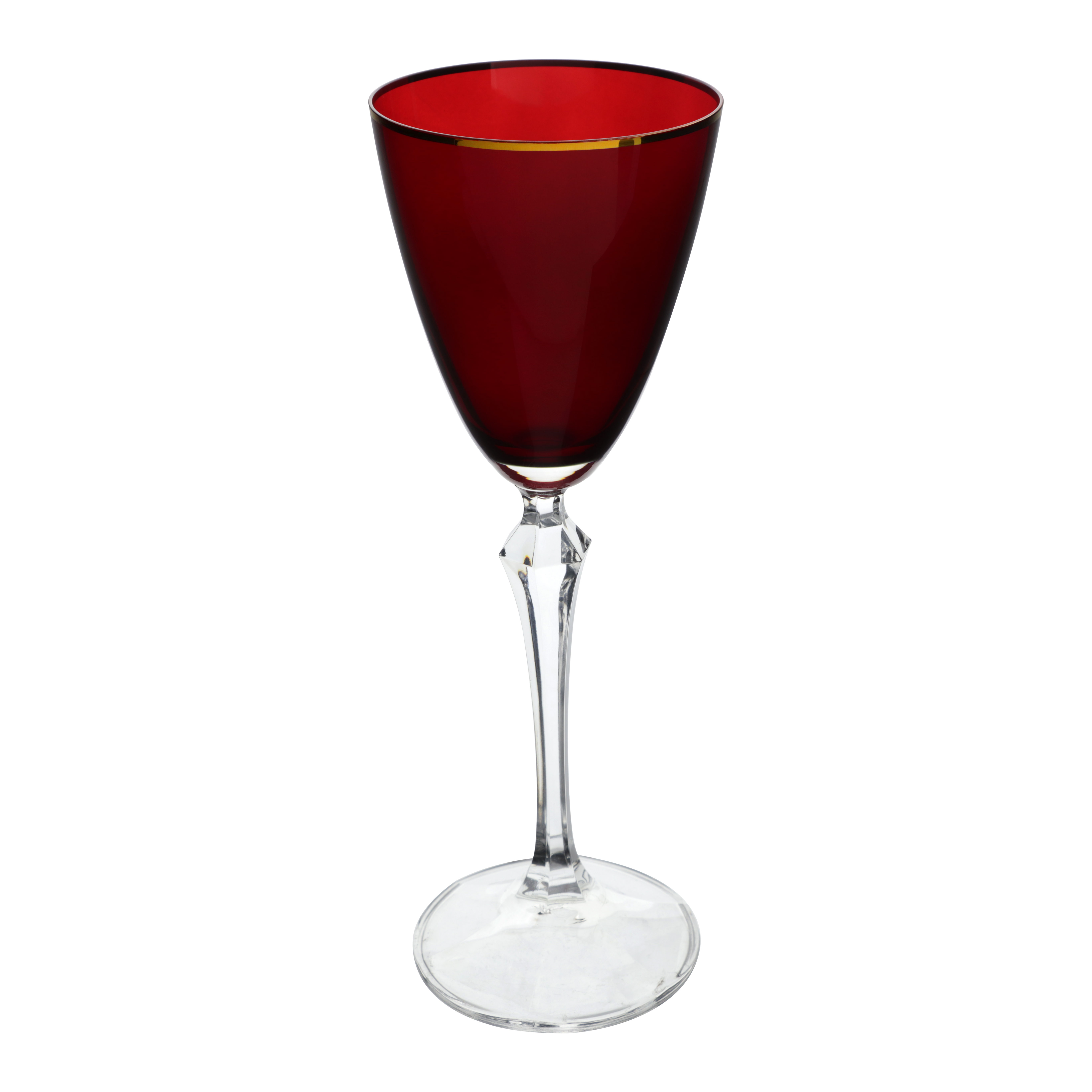 Jogo de 6 tacas para vinho tinto Elizabeth Gold Rim em cristal ecologico 250ml A22cm cor vermelha