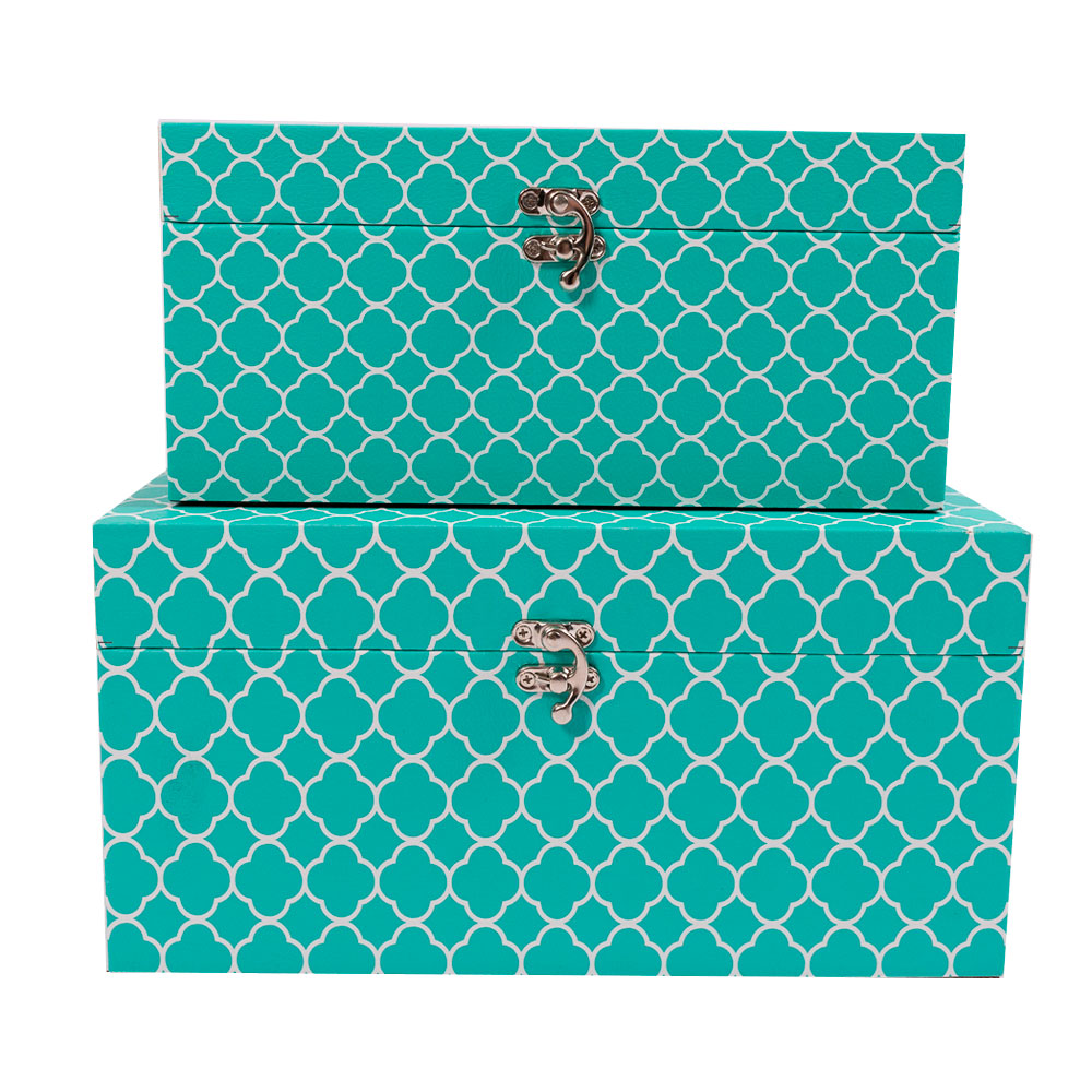 Galeria de imagens Kit 2 Caixas Organizadoras Em Mdf Vizapi M, G Azul Piscina