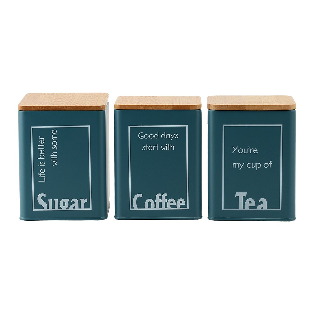 Cj. de metal para café, chá e açúcar