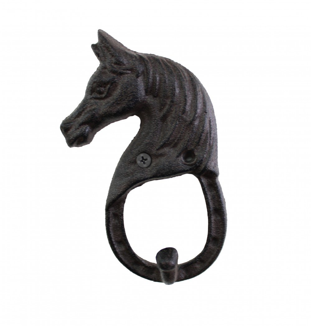 Gancho decorativo de parede em ferro - Cabideiro / Porta chaves - Estilo Cavalo