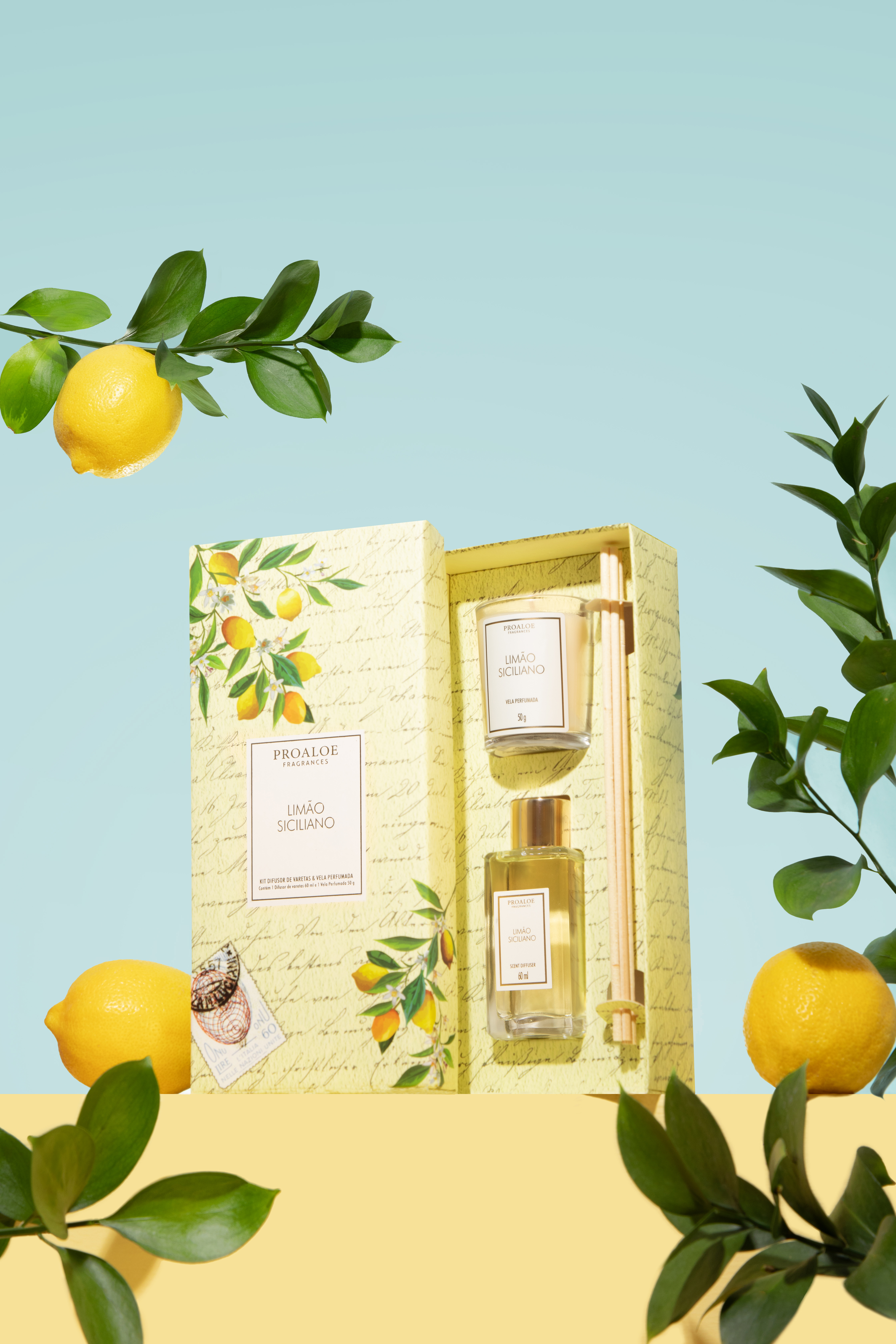 Galeria de imagens Linha Limão Siciliano - Difusor de Varetas, Home Spray, Sabonete Líquido, Água Perfumada, Vela Aromática, Sachet Aromático, Essência para Aromatizador Elétrico, Kits-Presentes e mais