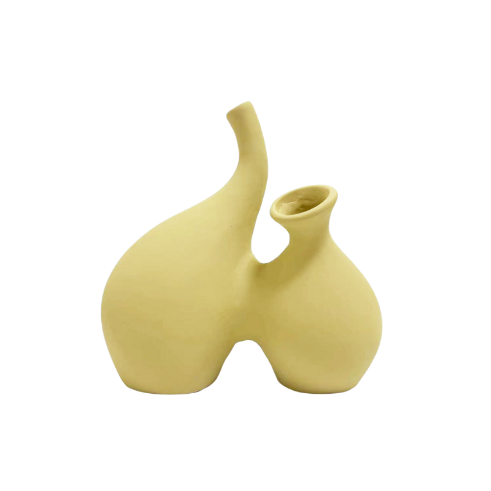 Vaso amarelo de cerâmica 23x12xh23cm Adely Decor