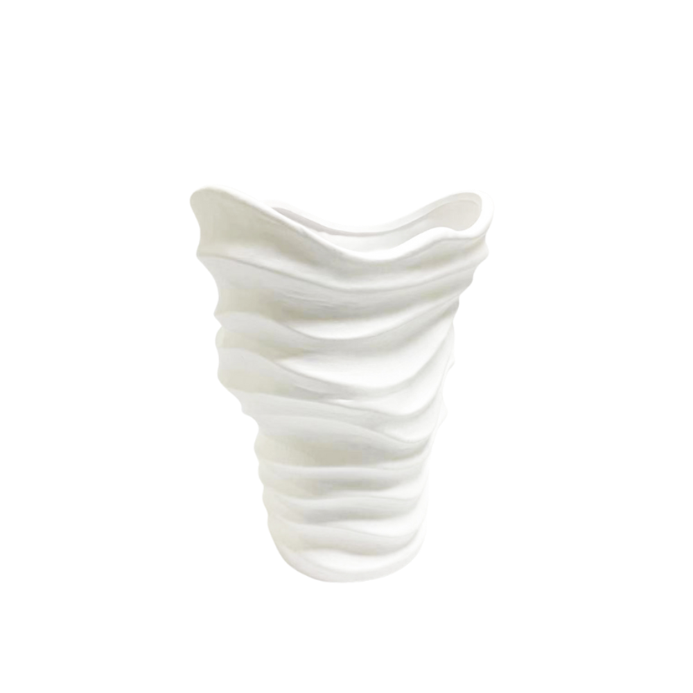 Vaso branco de cerâmica 23,5x17xh28,5cm Adely Decor