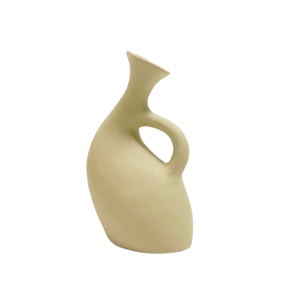 Vaso bege de cerâmica 18x12xh28,5cm Adely Decor