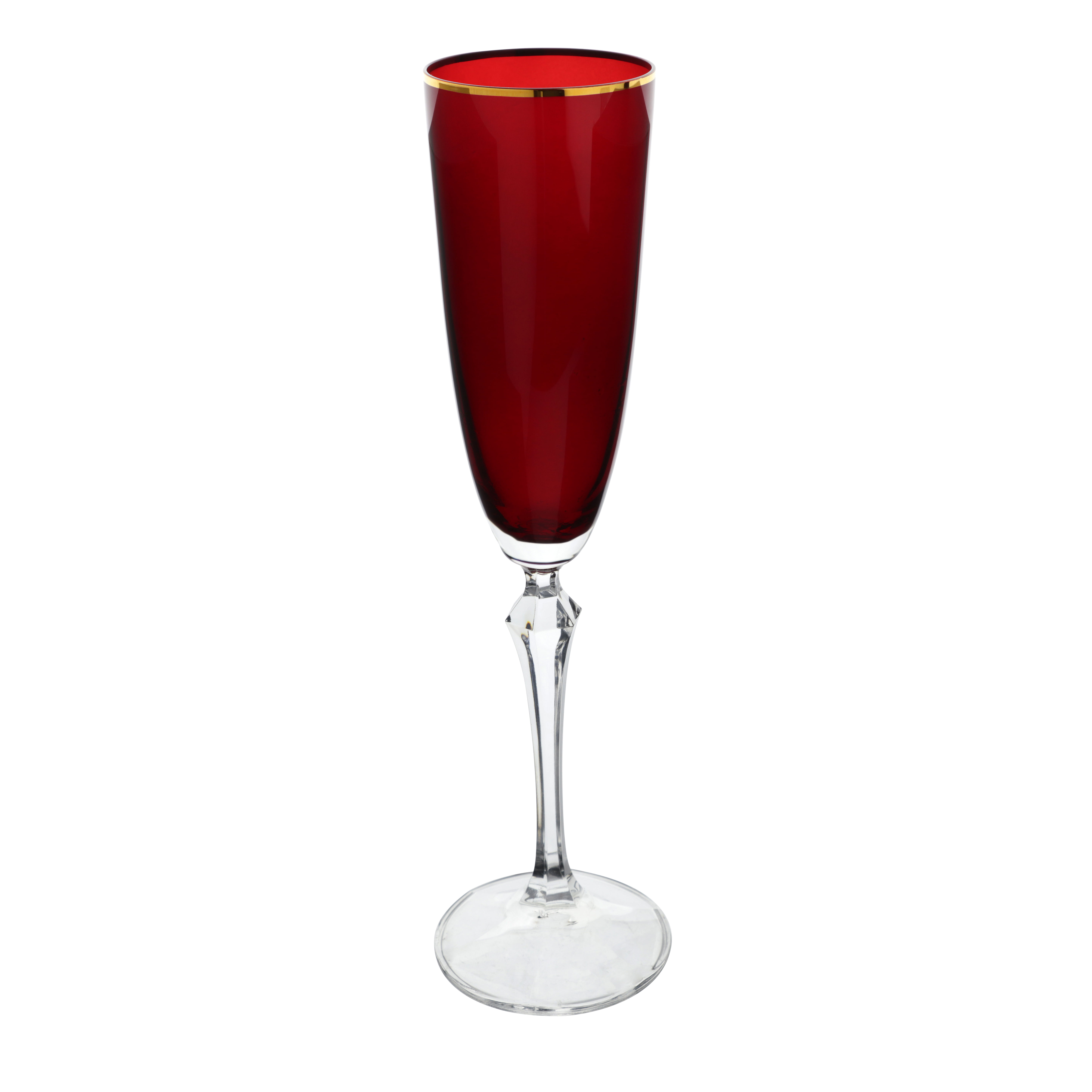 Jogo de 6 tacas para champanhe Elizabeth Gold Rim em cristal ecologico 200ml A25cm cor vermelha