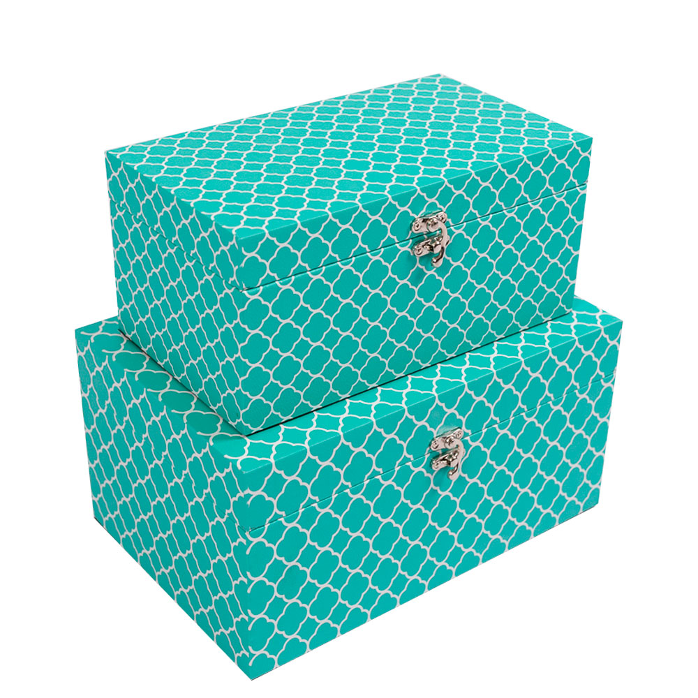 Galeria de imagens Kit 2 Caixas Organizadoras Em Mdf Vizapi M, G Azul Piscina