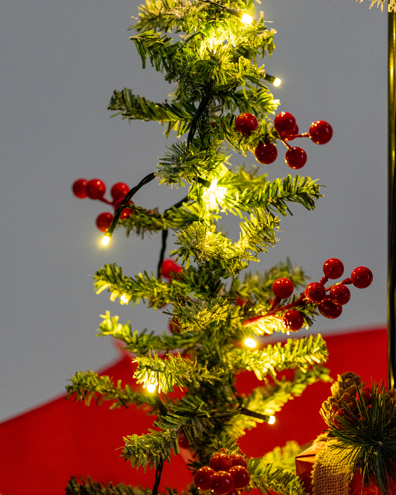 Galeria de imagens Árvore de Natal, com Rena de Natal, base de guarda-chuva com neve, iluminação, música 65 x75