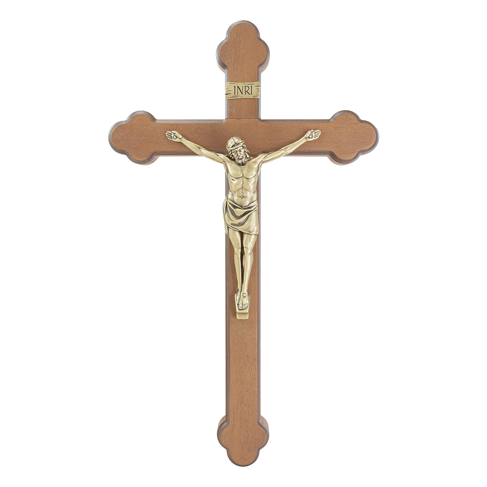 Galeria de imagens Adorno Cruz de Madeira Nobre com Aplique OV p/ Parede 39cm